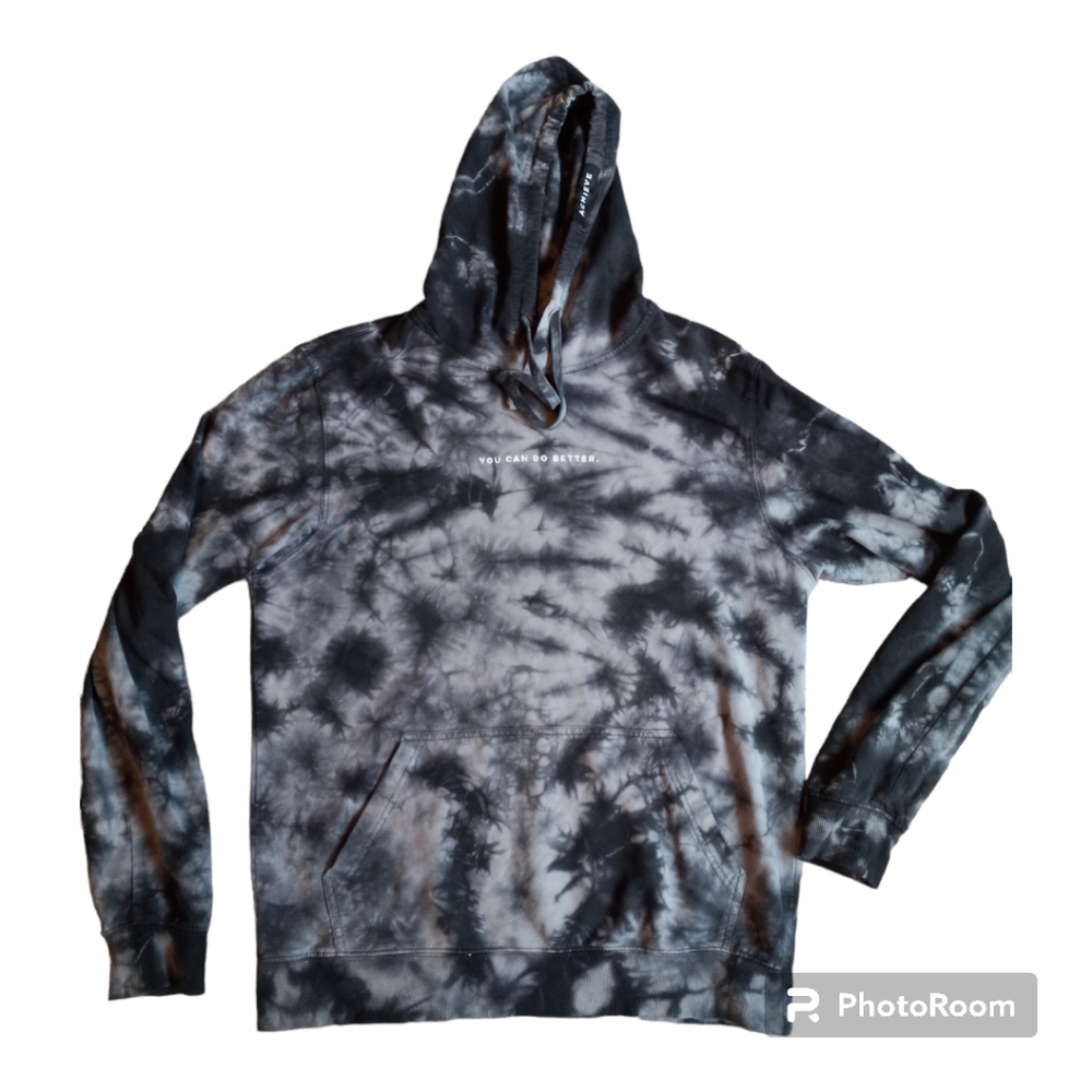 Tie dyed Black Hoodie, "You Can Do Better" Size Large